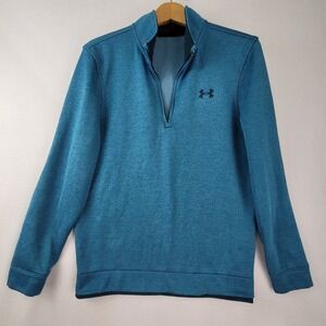 Under Armour ColdGear 1/4 Zip Pullover Mens Sz Medium Blue Loose Fit Long Sleeve